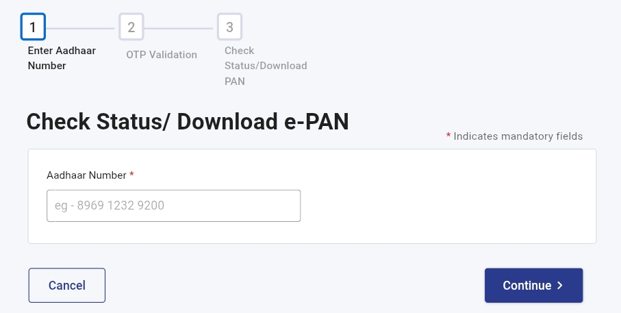 Instant e-PAN Check Status