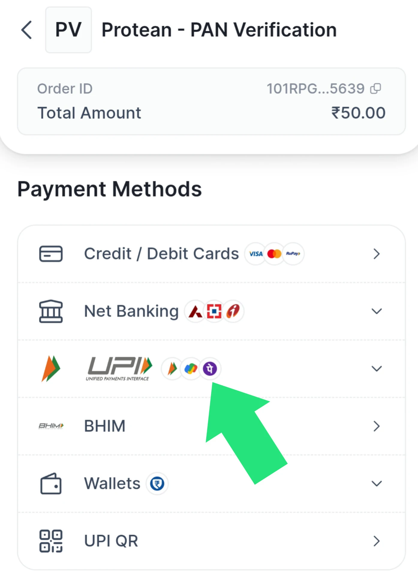Payment successful acknowledgment screen